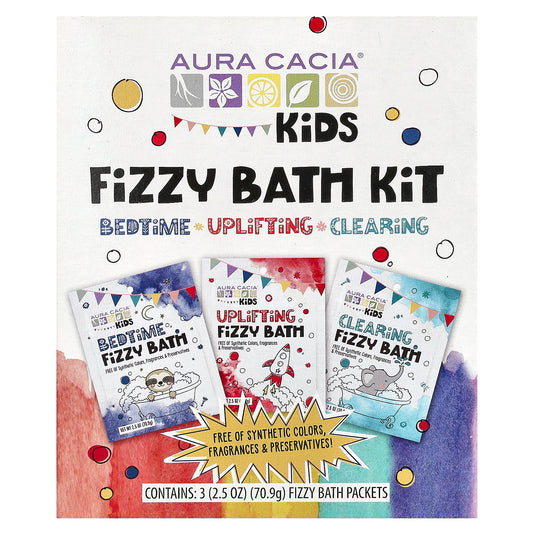 Aura Cacia, Kids, Fizzy Bath Kit, Variety , 3 Packets, 2.5 oz (70.9 g) Each