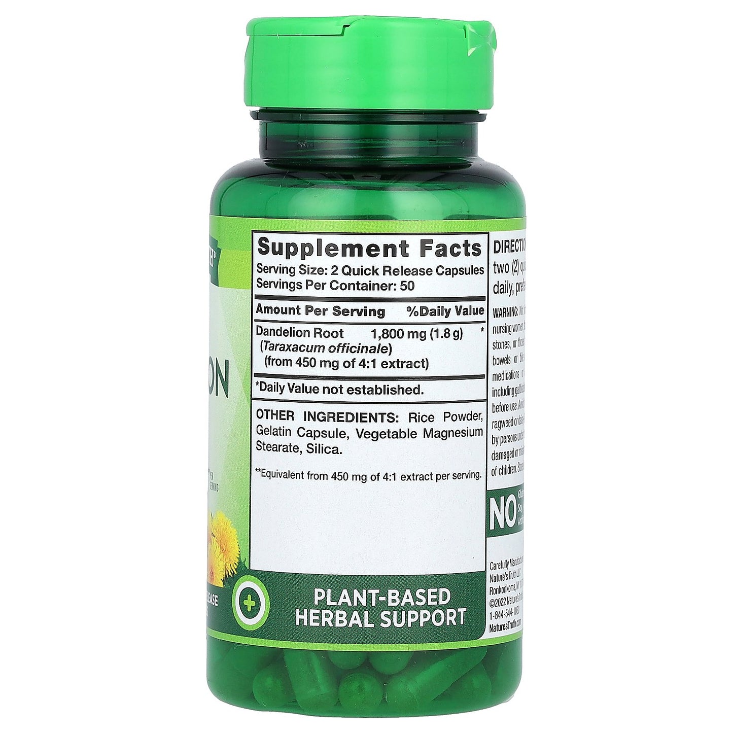 Nature's Truth, Vitamins, Dandelion Root, 100 Quick Release Capsules (900 mg per Capsule)