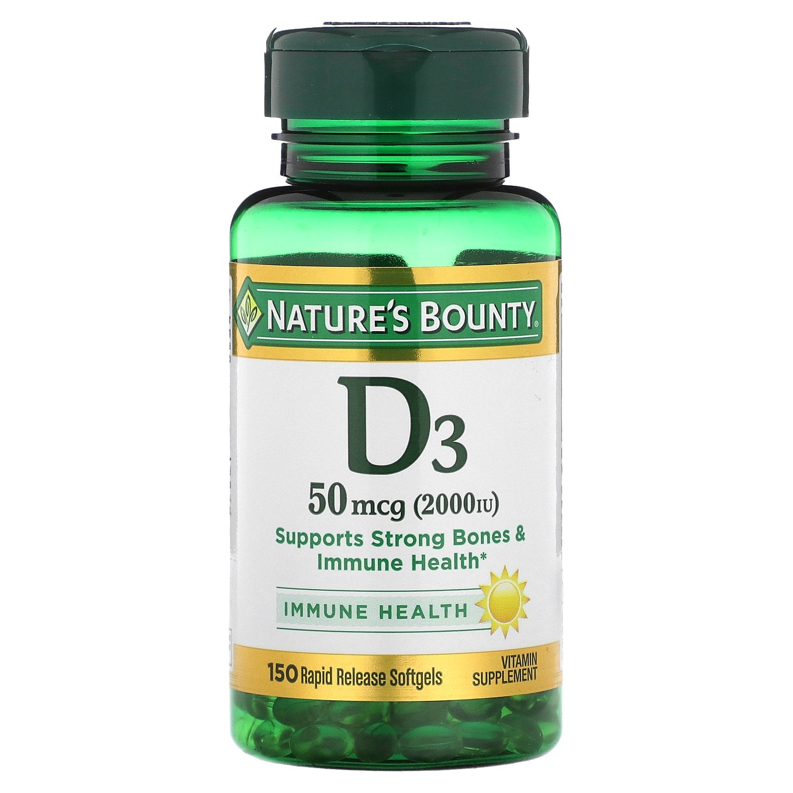 Nature's Bounty, D3 , 50 mcg (2,000 IU), 150 Rapid Release Softgels