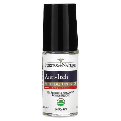 Forces of Nature, Anti-Itch Roll-On, Organic Plant Medicine, Extra Strength, 0.14 fl oz (4 ml)