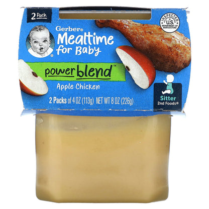 Gerber, Mealtime for Baby, Power Blend™, 2nd Foods®, Apple Chicken, 2 Pack, 4 oz (113 g) Each