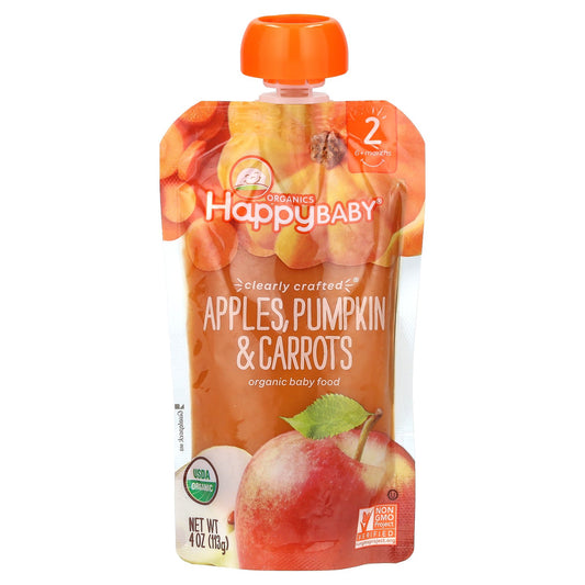 Happy Family Organics, Happy Baby®, Organic Baby Food, 6+ Months, Apples, Pumpkin & Carrots, 4 oz (113 g)