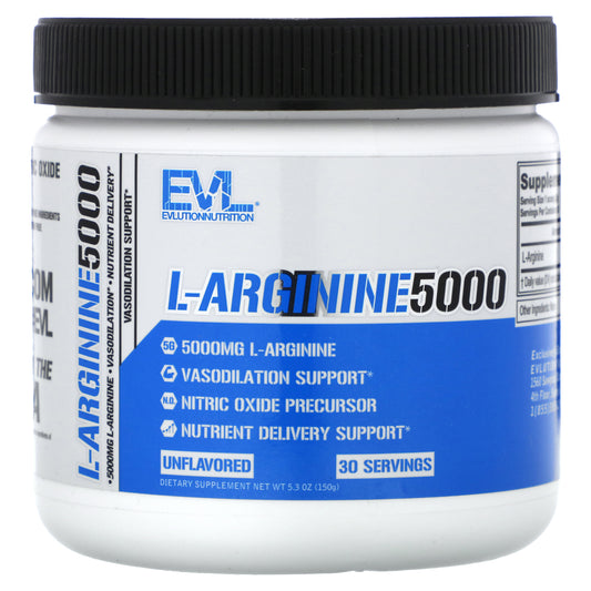 EVLution Nutrition, L-Arginine 5000, Unflavored, 5.3 oz (150 g)