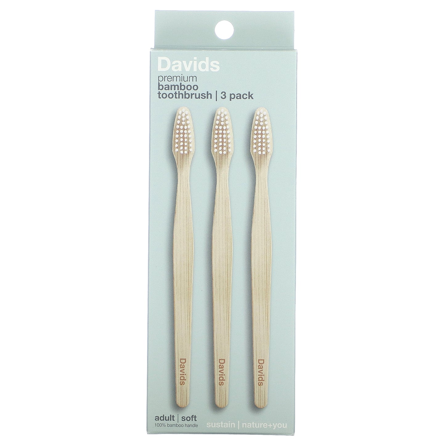 Davids, Premium Bamboo Toothbrush, Soft, Adult, 3 Toothbrushes