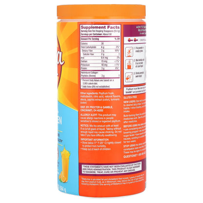 Metamucil, Fiber + Collagen Peptides, Ultra Smooth Orange, 19.9 oz (564 g)