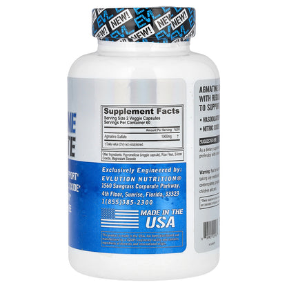EVLution Nutrition, Agmatine Sulfate, 120 Veggie Capsules (500 mg per Capsule)