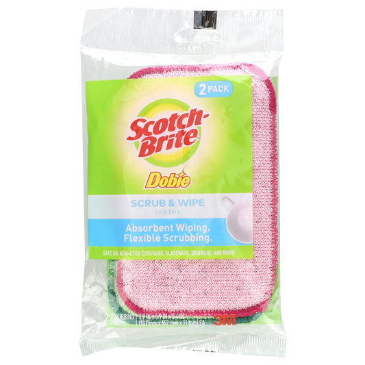 Scotch-Brite, Dobie, Scrub & Wipe Cloths, 2 Cloths