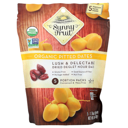 Sunny Fruit, Organic Pitted Dates, 5 Portion Packs, 1.76 oz (50 g) Each