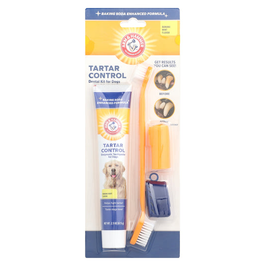 Arm & Hammer, Tartar Control, Dental Kit For Dogs, Banana Mint, 4 Piece Kit