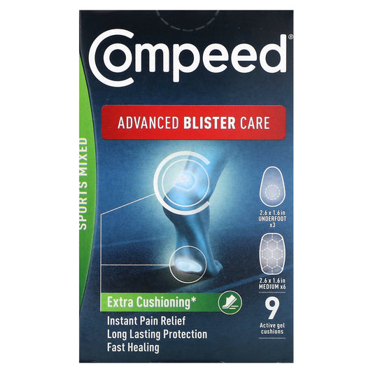 Compeed, Advanced Blister Care, Sports Mixed, 9 Active Gel Cushions