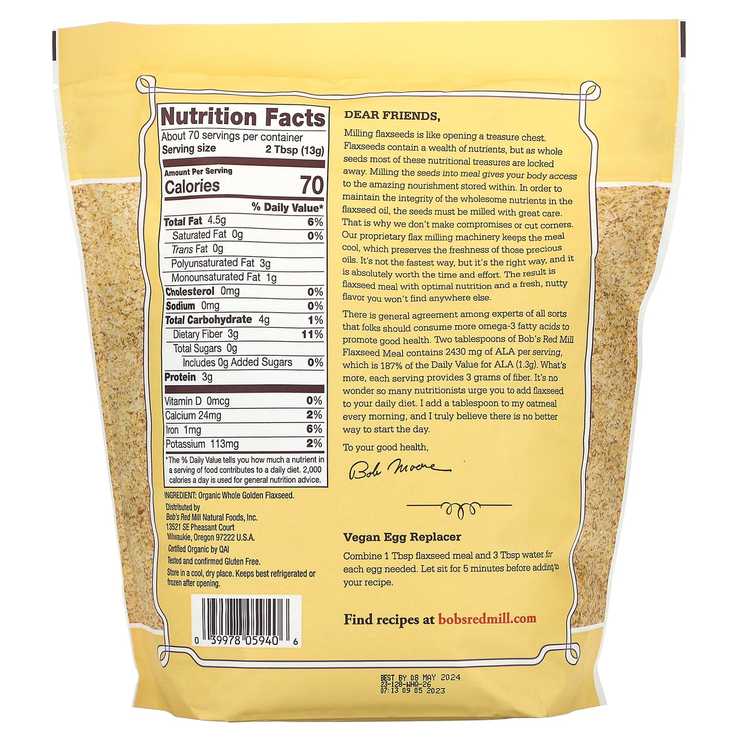 Bob's Red Mill, Organic Golden Flaxseed Meal, 32 oz (907 g)