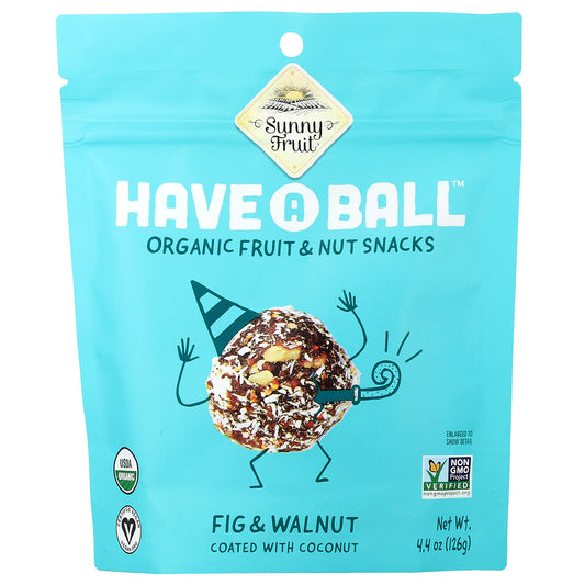 Sunny Fruit, Have A Ball™, Organic Fruit & Nut Snacks, Fig & Walnut, 4.4 oz ( 126 g)