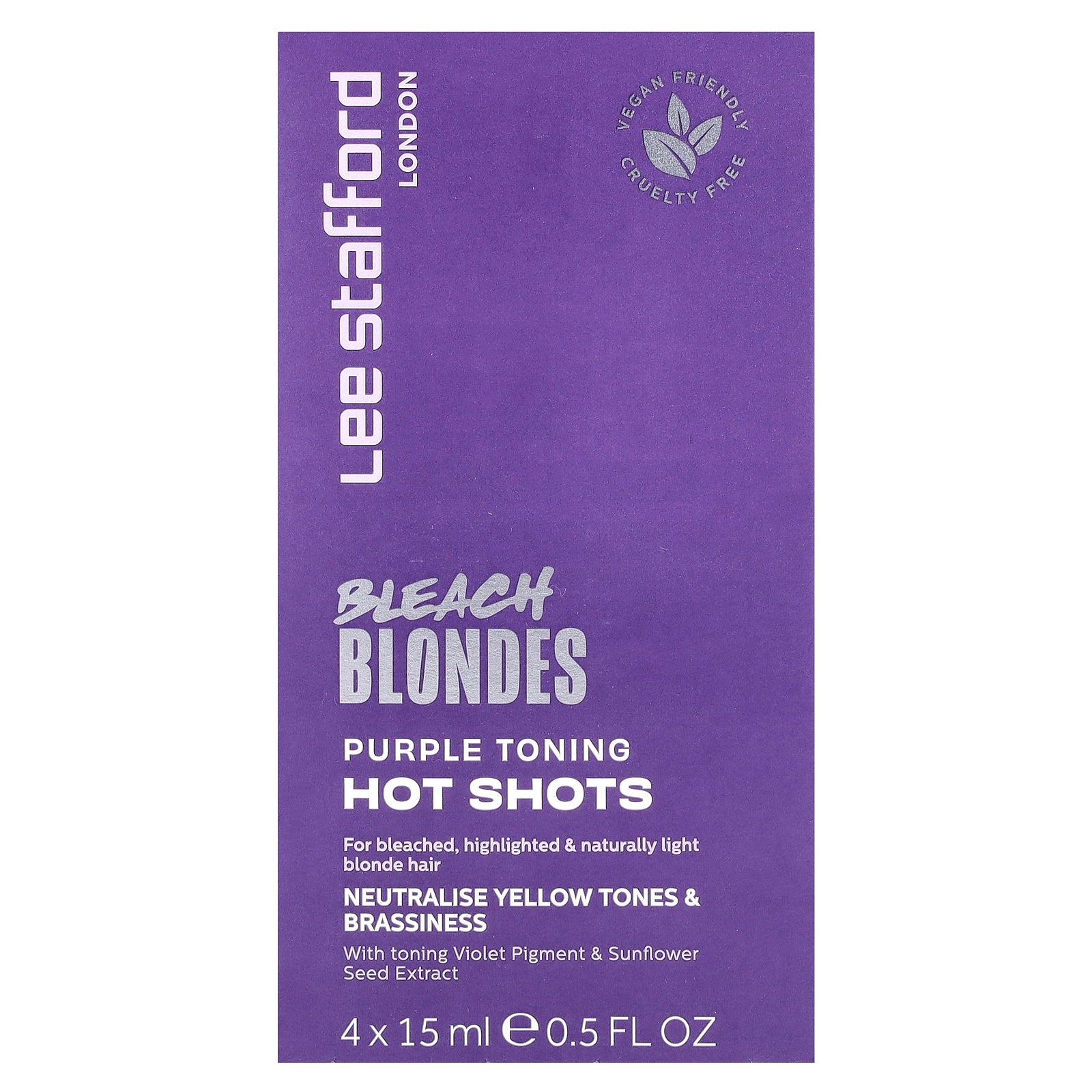Lee Stafford, Bleach Blondes, Purple Toning Hot Shots, 4 Sachets, 0.5 fl oz (15 ml)