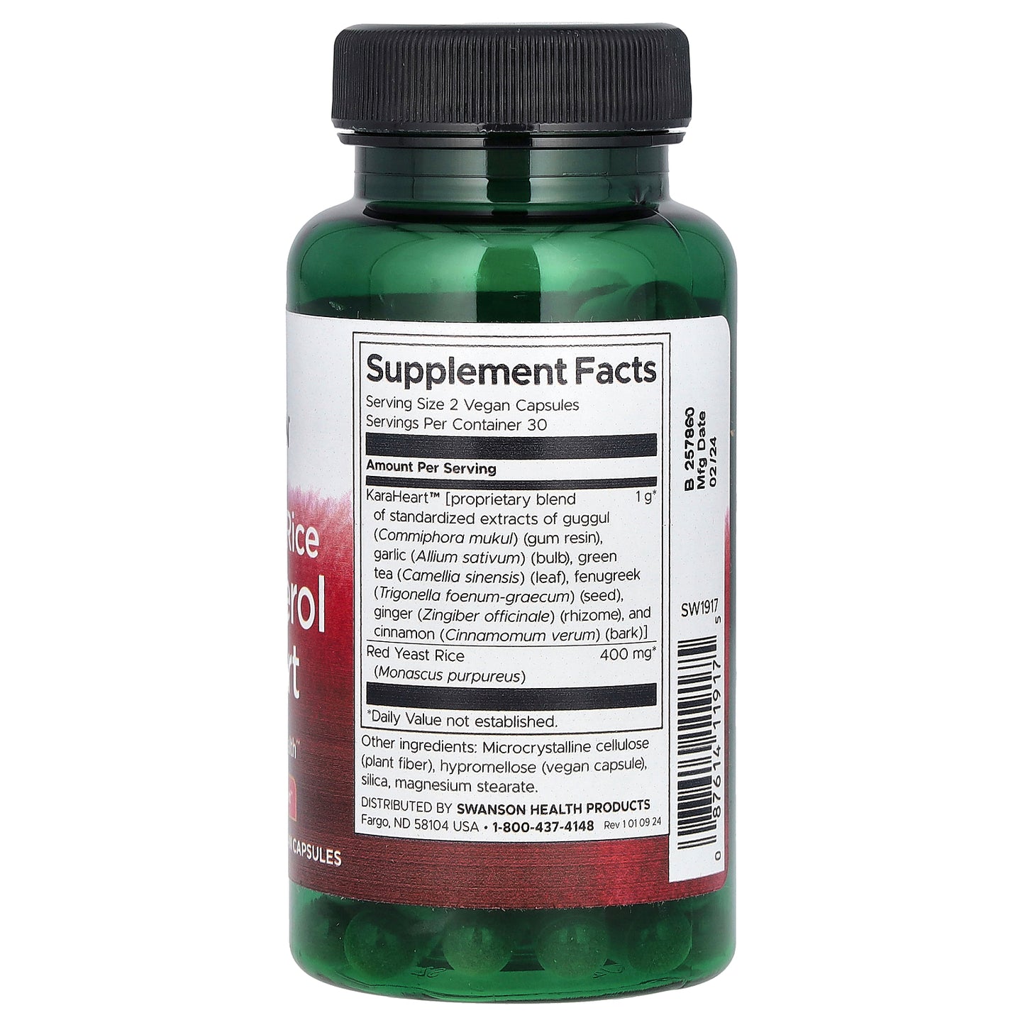 Swanson, Red Yeast Rice Cholesterol Support, 60 Vegan Capsules