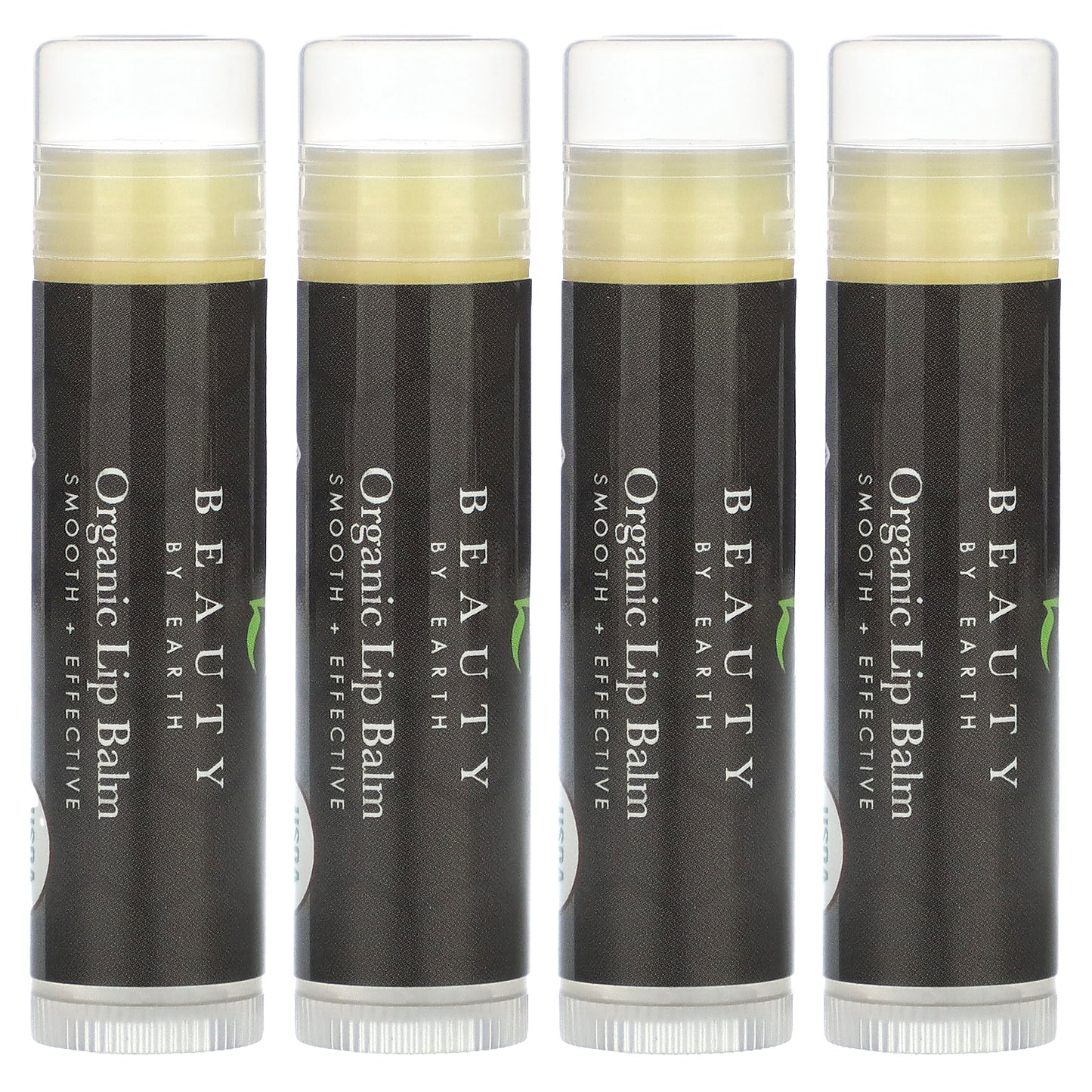 Beauty By Earth, Organic Beeswax Lip Balm, Peppermint, 4 Tubes, 0.15 oz Each
