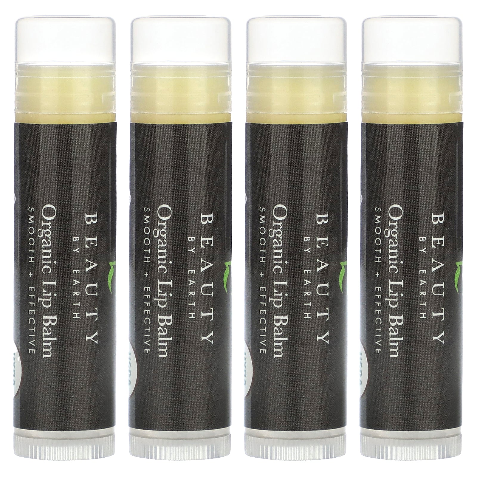 Beauty By Earth, Organic Beeswax Lip Balm, Peppermint, 4 Tubes, 0.15 oz Each