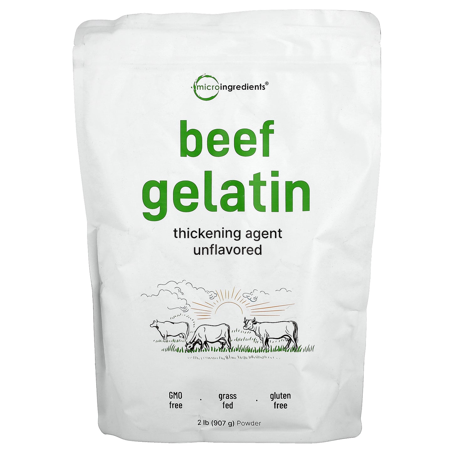 Micro Ingredients, Beef Gelatin Powder, Unflavored, 2 lb (907 g)