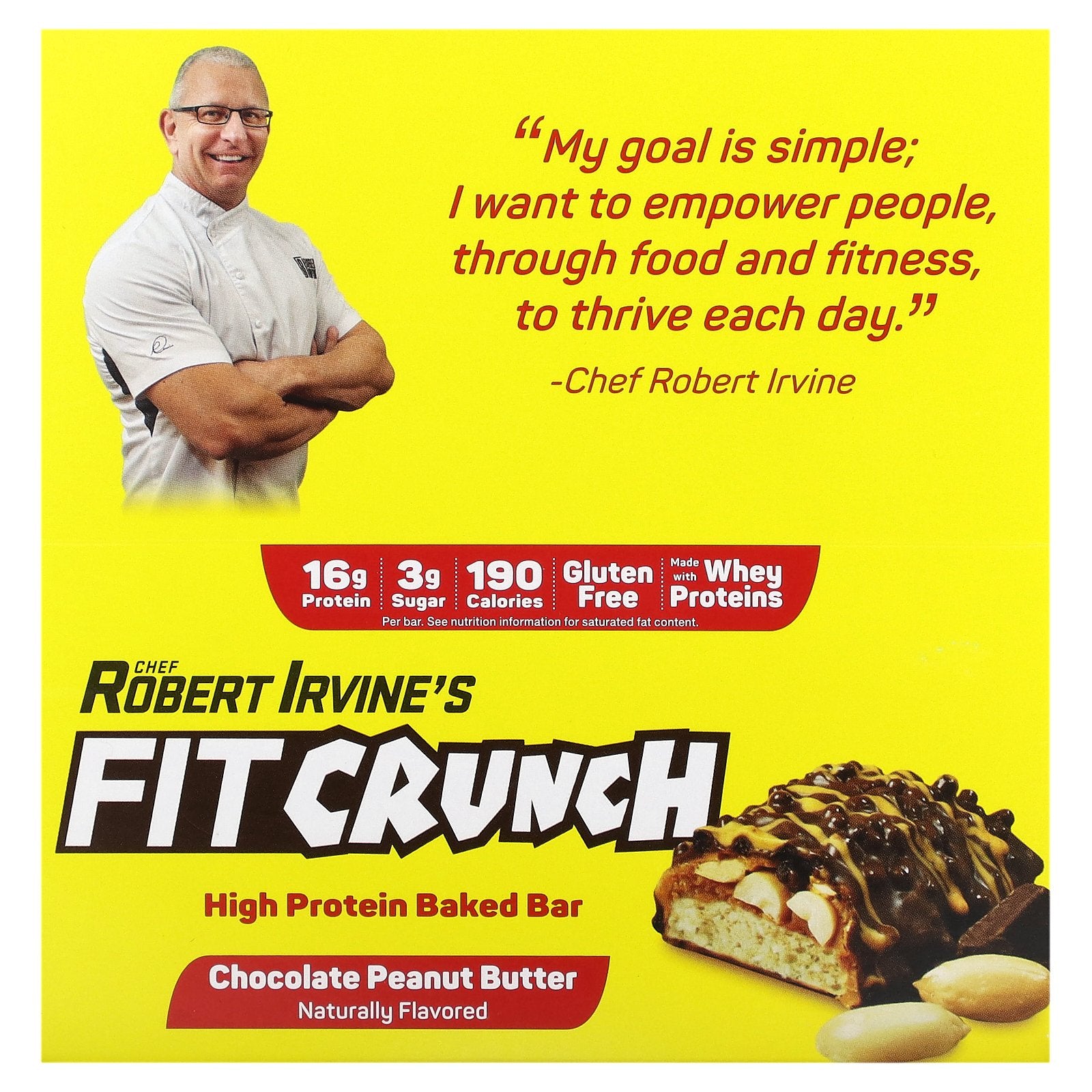 FITCRUNCH, High Protein Baked Bar, Chocolate Peanut Butter, 9 Bars, 1.62 oz (46 g) Each