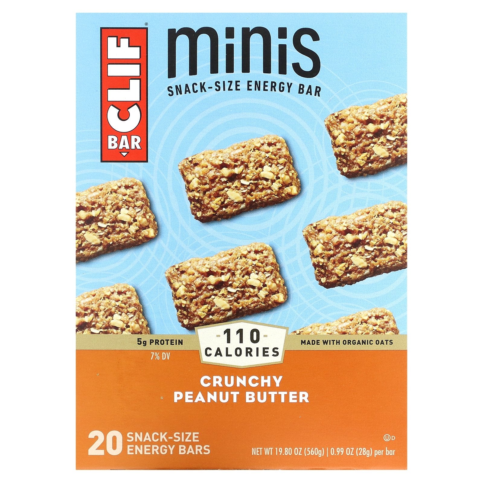 Clif Bar, Minis, Snack-Size Energy Bar, Crunchy Peanut Butter, 20 Bars, 0.99 oz (28 g) Each