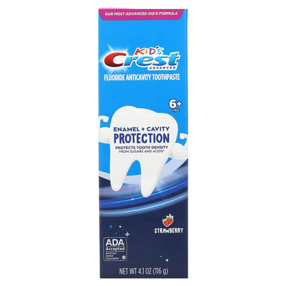 Crest, Kids, Advanced, Fluoride Anticavity Toothpaste, 6+ Yrs, Strawberry, 4.1 oz (116 g)