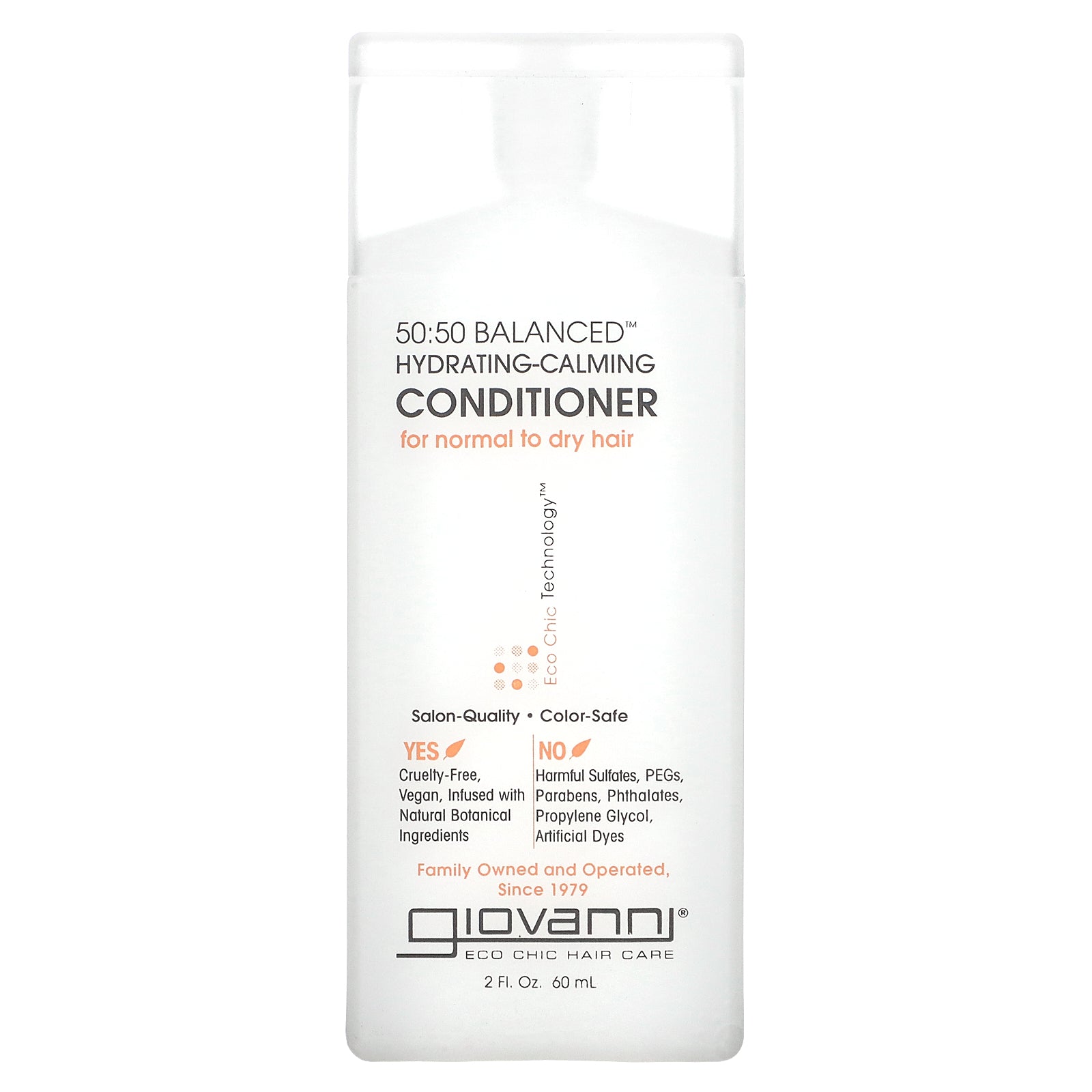 Giovanni, 50:50 Balanced, Hydrating-Calming Conditioner, For Normal to Dry Hair, 2 fl oz (60 ml)