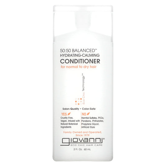 Giovanni, 50:50 Balanced, Hydrating-Calming Conditioner, For Normal to Dry Hair, 2 fl oz (60 ml)