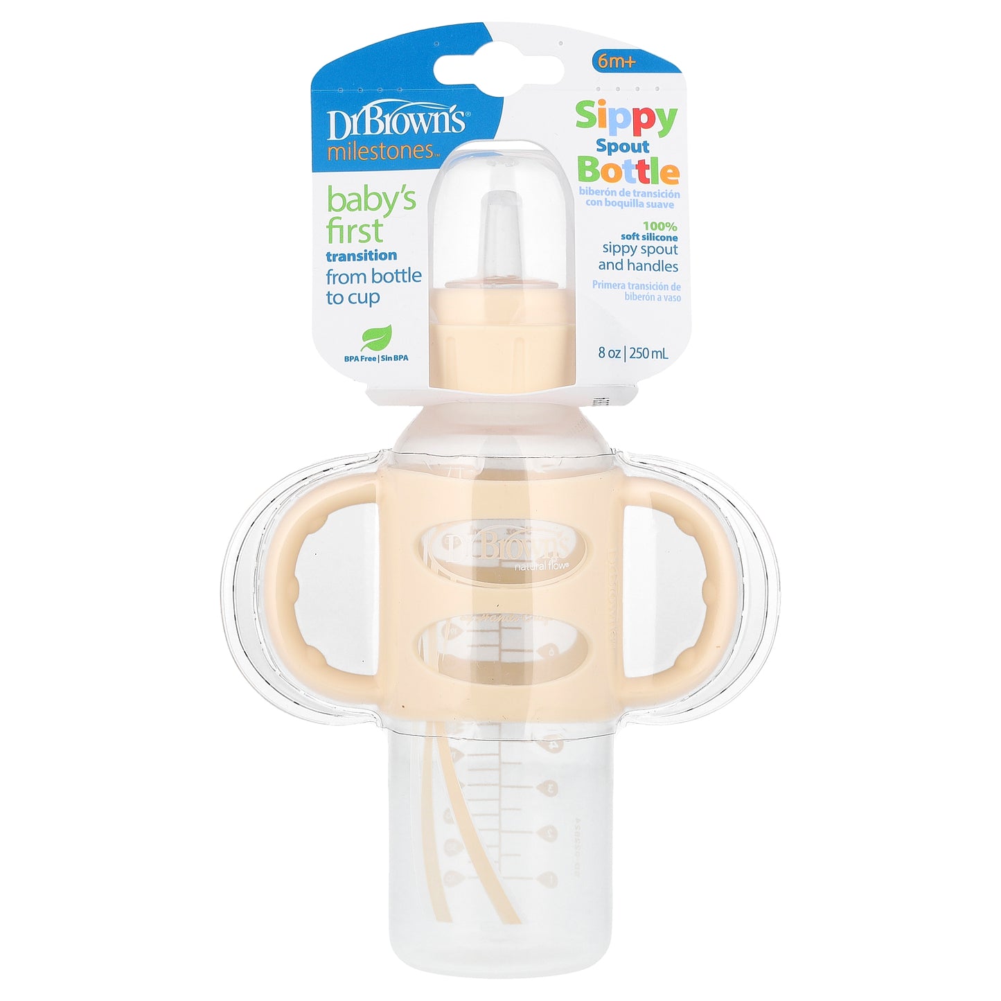 Dr. Brown's, Sippy Spout Bottle, 6 Months +, Cream, 8 oz (250 ml)