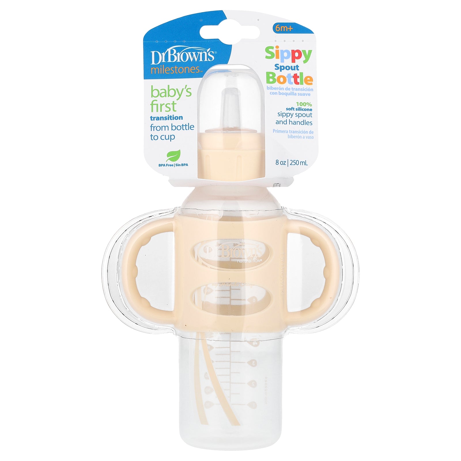 Dr. Brown's, Sippy Spout Bottle, 6 Months +, Cream, 8 oz (250 ml)