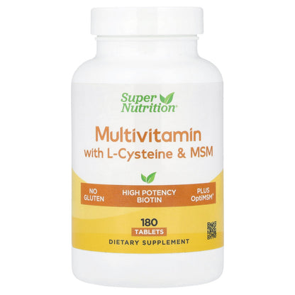 Super Nutrition, Multivitamins with L-Cysteine, MSM, Vitamin A, and Biotin, 180 Tablets