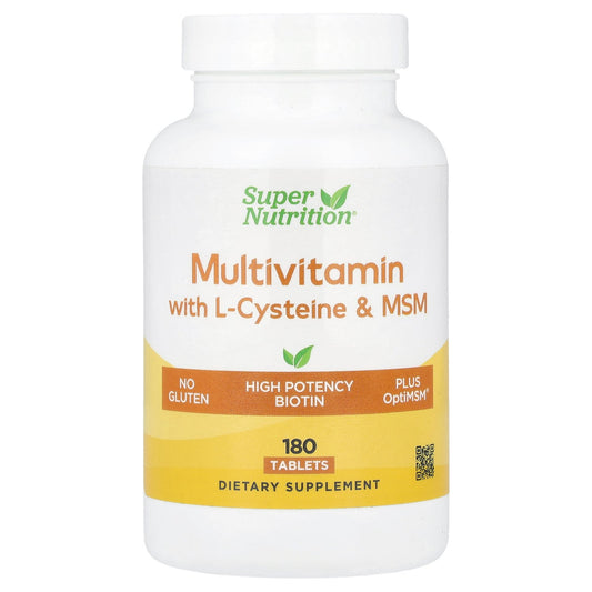 Super Nutrition, Multivitamins with L-Cysteine, MSM, Vitamin A, and Biotin, 180 Tablets