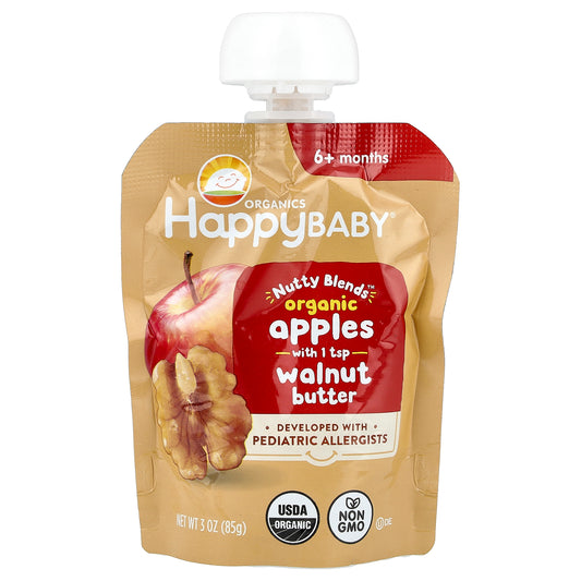 Happy Family Organics, Happy Baby®, Nutty Blends™, 6+ Months, Organic Apples with 1 tsp Walnut Butter, 3 oz (85 g)