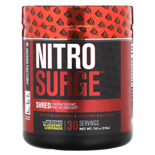 Jacked Factory, Nitro Surge, Shred Thermogenic Pre-Workout, Blueberry Lemonade, 7.61 oz (216 g)