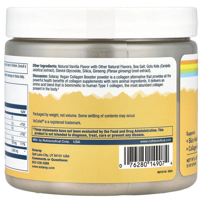 Solaray, Vegan Collagen Booster Powder, Natural Vanilla , 6.1 oz (173 g)