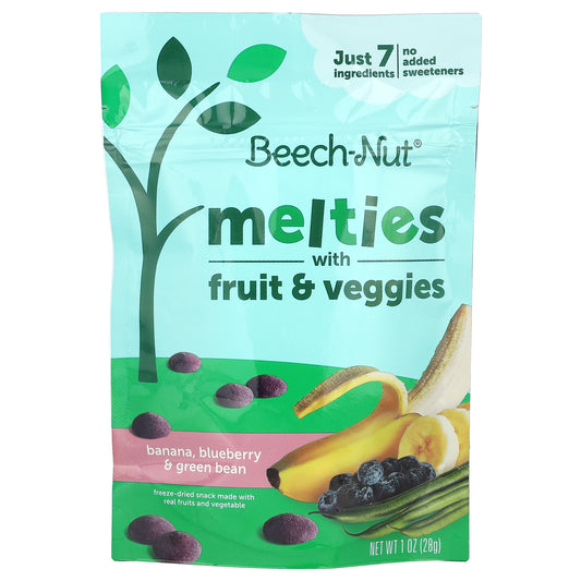 Beech-Nut, Melties with Fruit & Veggies, 8+ Months, Banana, Blueberry & Green Bean, 1 oz (28 g)