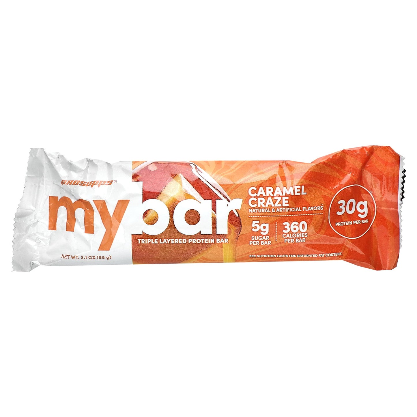 My Bar, Prosupps, Triple Layered Protein Bar, Caramel Craze, 12 Bars, 3.1 oz (88 g) Each