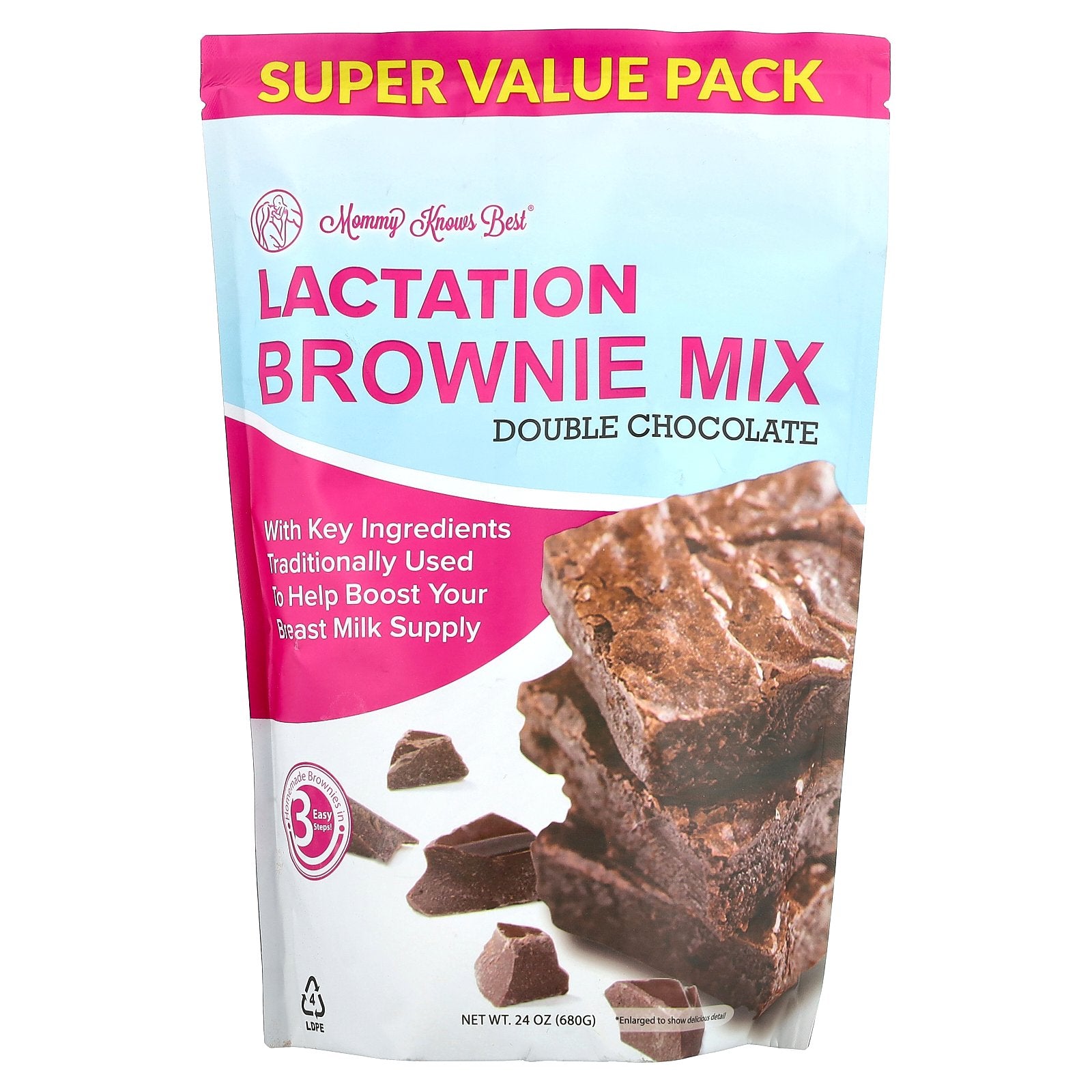 Mommy Knows Best, Lactation Brownie Mix, Double Chocolate,  24 oz (680 g)