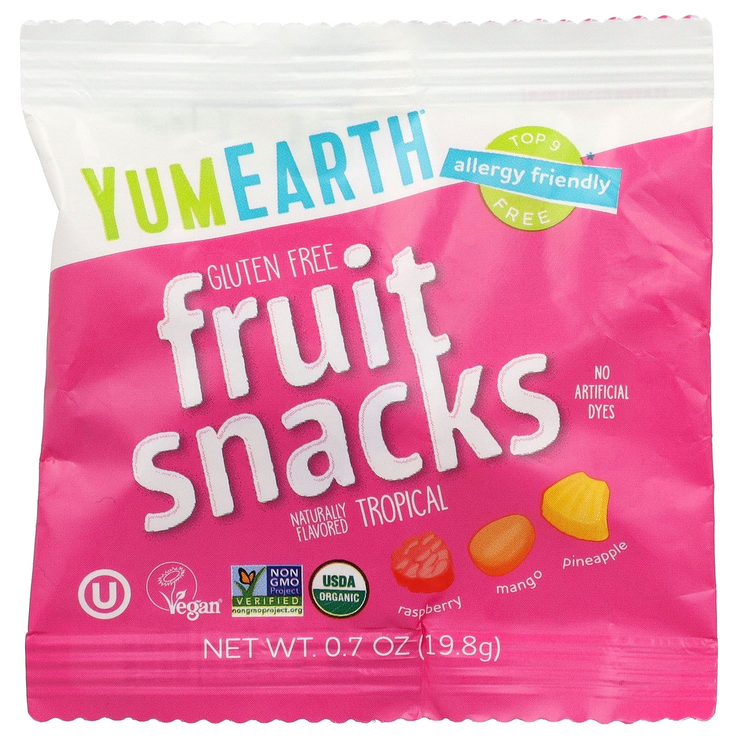 YumEarth, Gluten Free Fruit Snacks, Tropical, 35 Snack Packs, 0.7 oz (19.8 g) Each