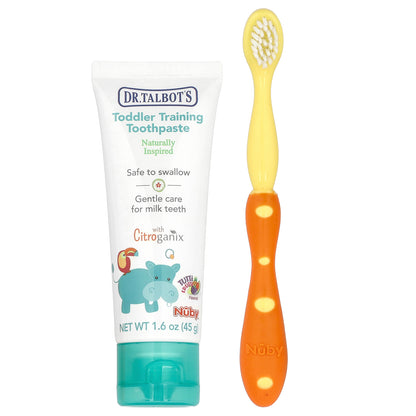 Dr. Talbot's, Toddler Training Toothpaste with Toothbrush, 6 m+, Tutti Frutti, 2 Piece Set