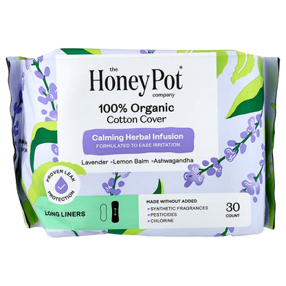 The Honey Pot Company, Organic Calming Herbal Infusion, Long Liners, 30 Count
