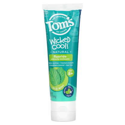 Tom's of Maine, Wicked Cool!, Natural Fluoride Anticavity Toothpaste, Ages 8+, Mild Mint , 5.1 oz (144 g)