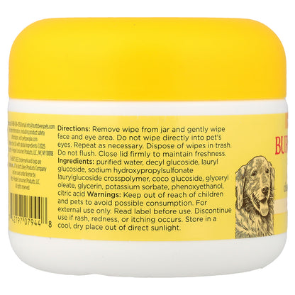 Burt's Bees, Eye and Ear Cleansing Wipes, For Dogs, Fragrance Free, 100 Count