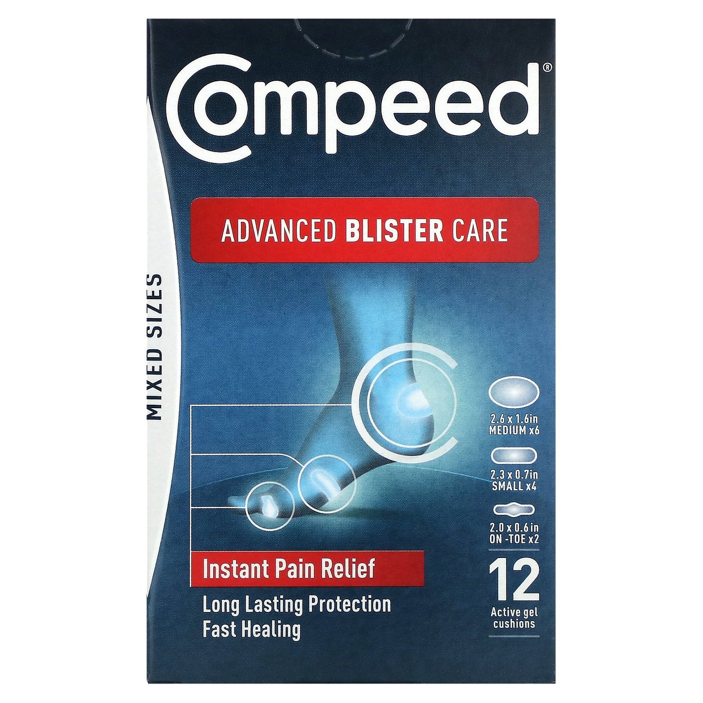 Compeed, Advanced Blister Care, Mixed Sizes, 12 Active Gel Cushions