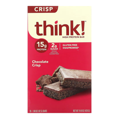 Think !, High Protein Bar, Chocolate Crisp, 10 Bars, 1.48 oz (42 g)