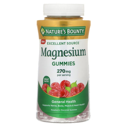 Nature's Bounty, Magnesium Gummies, Raspberry, 90  Gummies