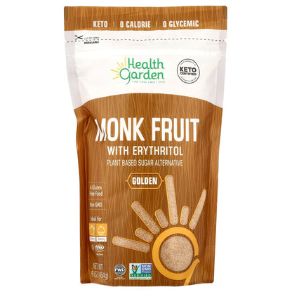 Health Garden, Monk Fruit With Erythritol, Golden, 16 oz (454 g)