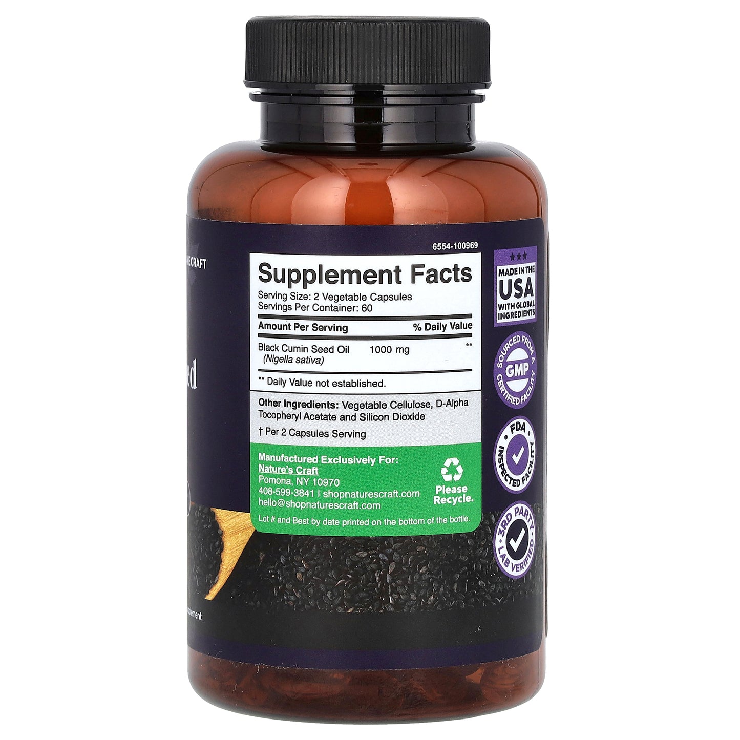 Nature's Craft, Black Seed Oil, 120 Veggie Capsules (500 mg per Capsule)
