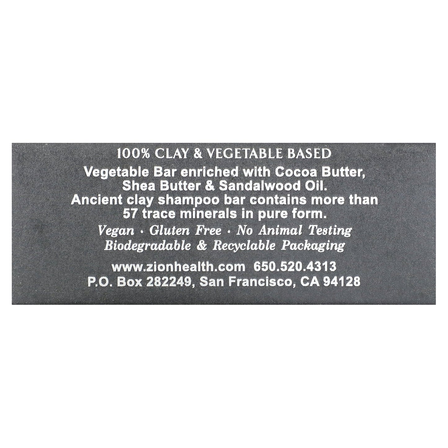 Zion Health, Ancient Clay Shampoo Bar, Sandalwood, 6 oz (70 g)