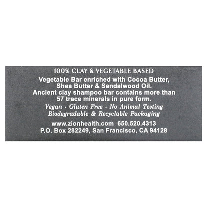 Zion Health, Ancient Clay Shampoo Bar, Sandalwood, 6 oz (70 g)