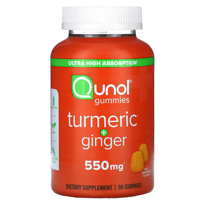 Qunol, Turmeric + Ginger, Rich Tangerine, 90 Gummies (275 mg per Gummy)