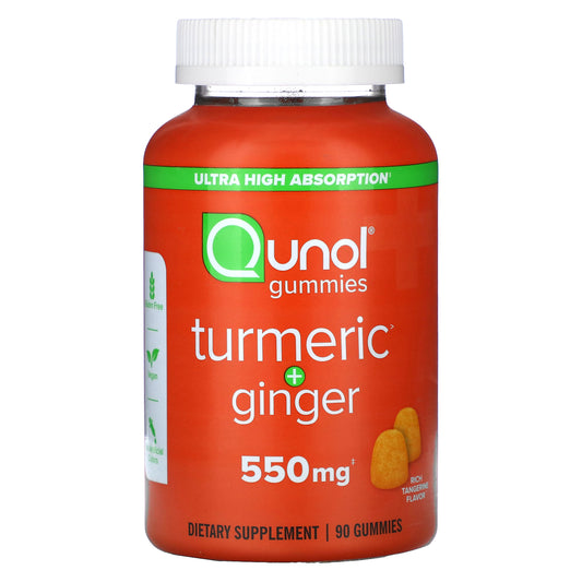 Qunol, Turmeric + Ginger, Rich Tangerine, 90 Gummies (275 mg per Gummy)